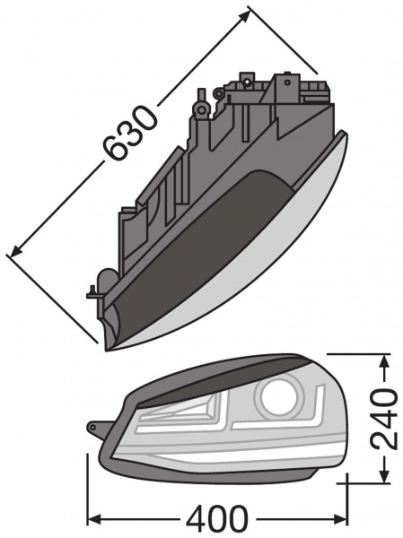 OSRAM LED-DRIVING VOLL-LED Tagfahrlicht Scheinwerfer für VW Golf VII (7) 12-16 schwarz